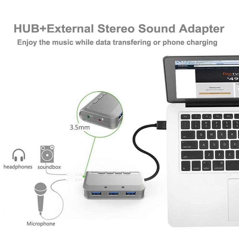 Usb 3.1 Three-Port Hub + 7.1 Voice Changer Sound Card For Ps5 / Ps4 Headset 6