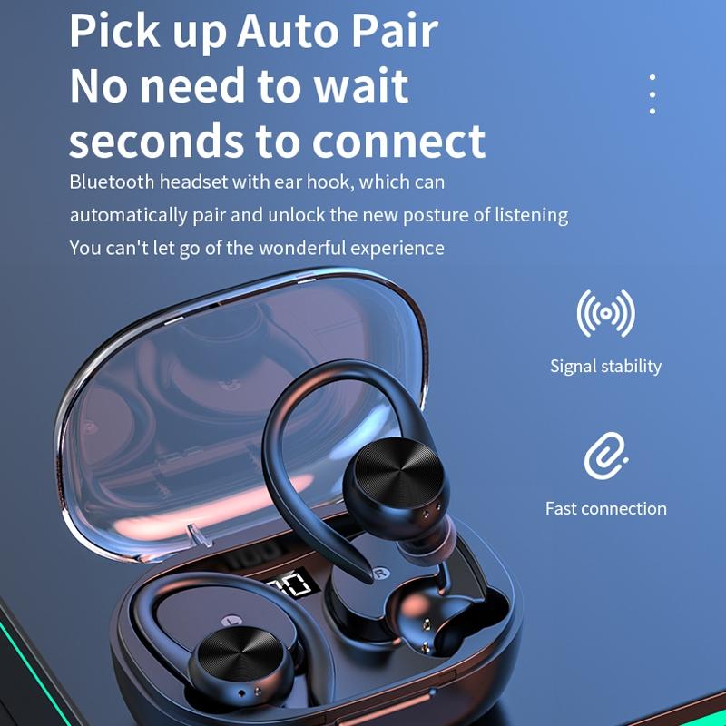 Wireless Earphones with Digital Display and Charging Case - Black 10