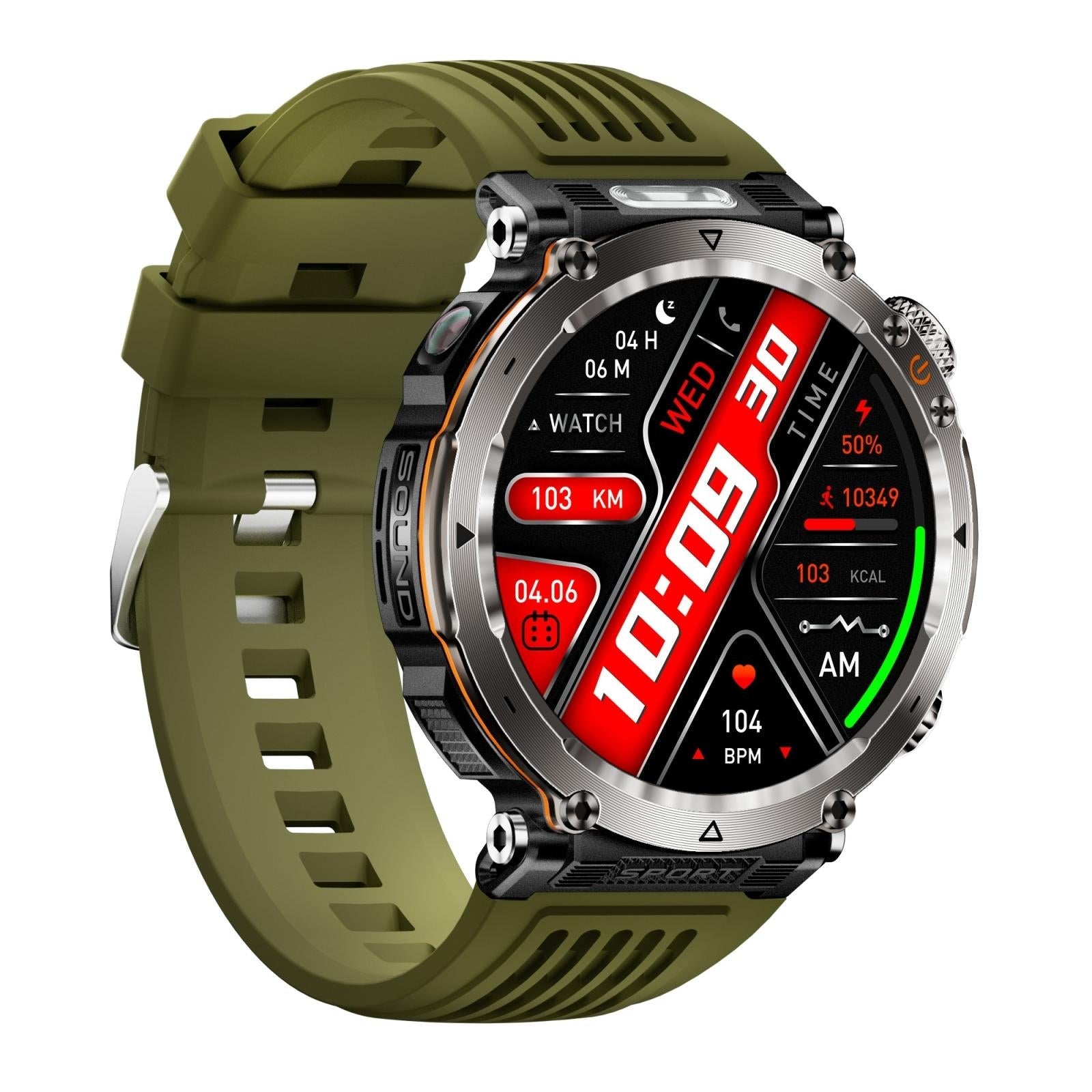 Waterproof Smart Watch With Flashlight And Compass - 1 Inch - Orange 4