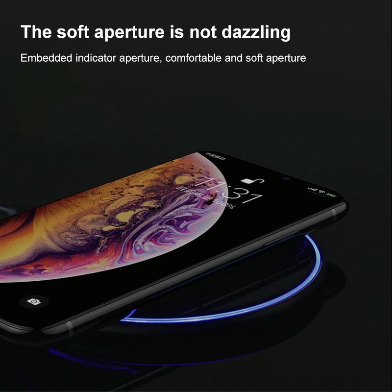 15W Round Acrylic Mirror Wireless Charger - Black 14