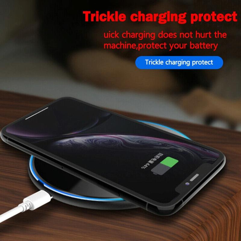 15W Round Acrylic Mirror Wireless Charger - Black 15