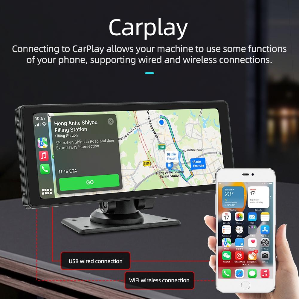 10.26 Inch Car Mp5 Player With Driving Recorder - Carplay / Android Auto Black 6