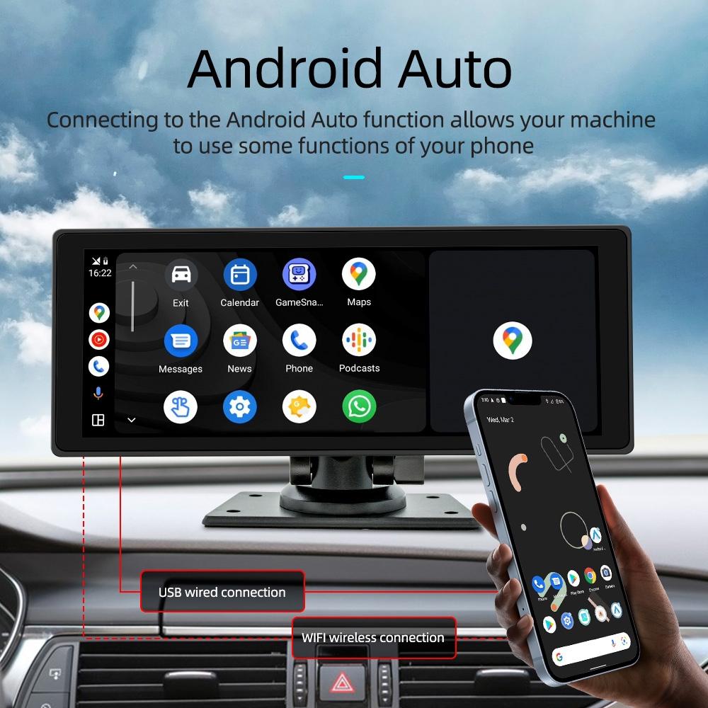10.26 Inch Car Mp5 Player With Driving Recorder - Carplay / Android Auto Black 7