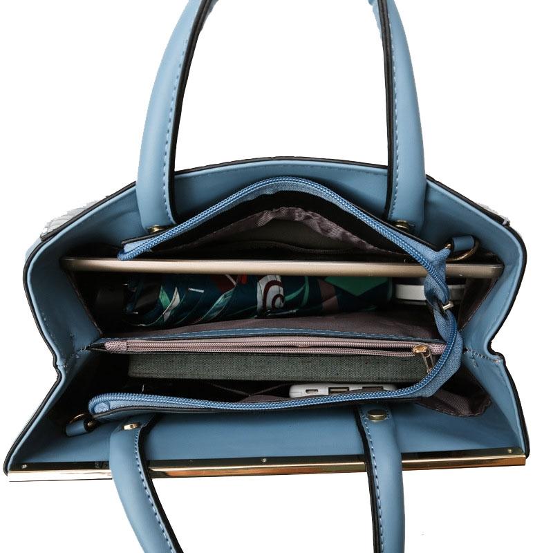 Black Stone Pattern Patchwork Handbag - Shoulder / Crossbody - Black 7