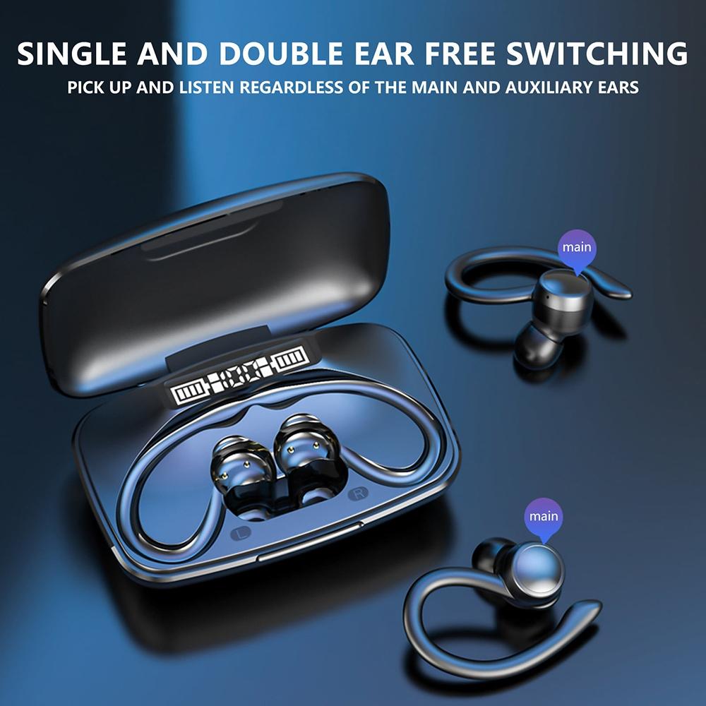 Led Bluetooth Earphones with Noise Reduction and Power Bank Function - Black 5