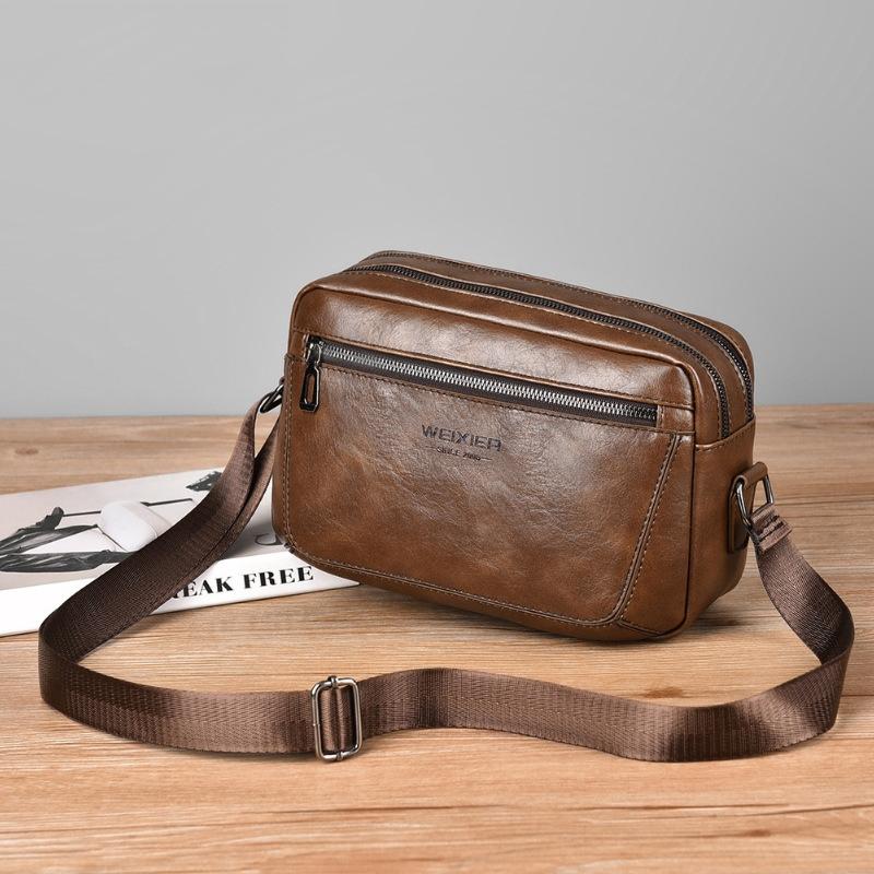 Large Capacity Men Crossbody Bag Casual Pu Handbag Black 3