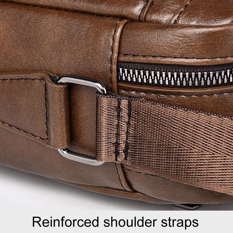 Large Capacity Men Crossbody Bag Casual Pu Handbag Black 11