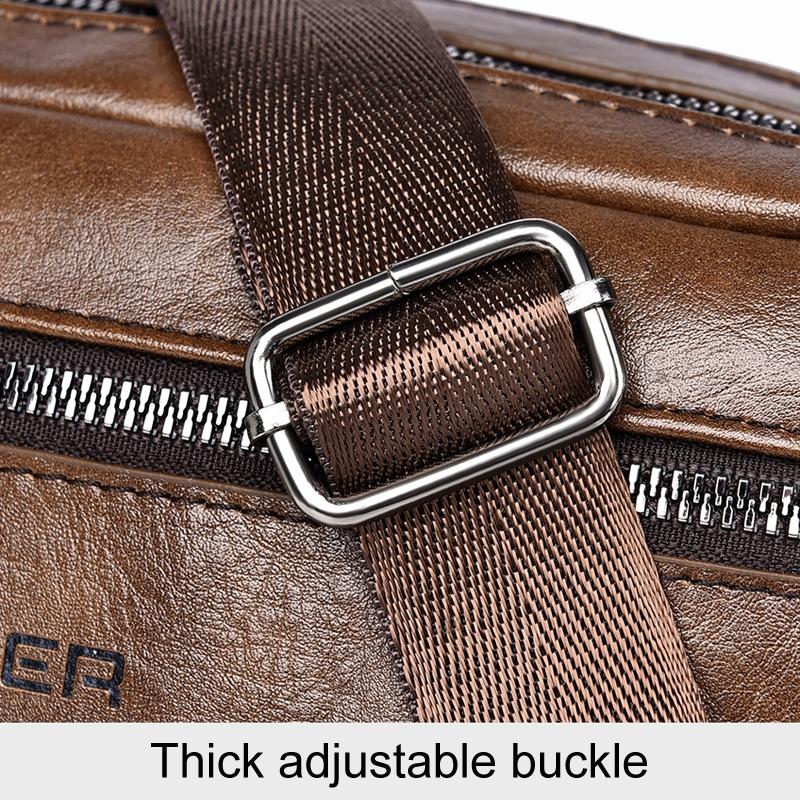 Large Capacity Men Crossbody Bag Casual Pu Handbag Black 12