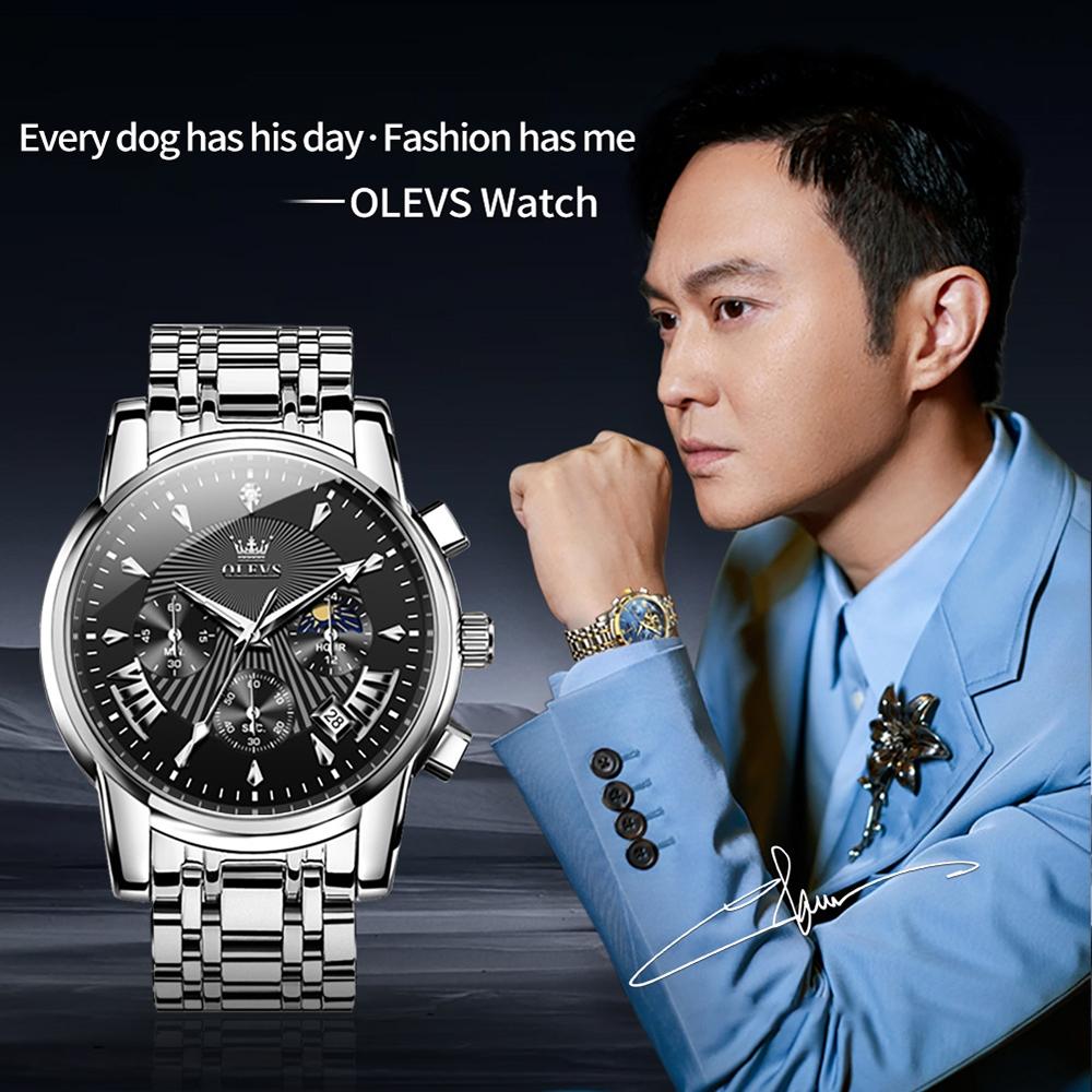 Waterproof Men Quartz Watch - Multifunctional Business Design - White + Silver