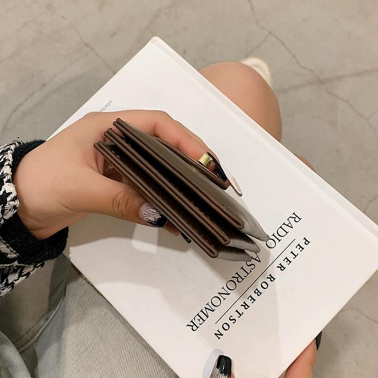 Mini Retro Lock Coin Purse Multi Slot Pu Leather Card Bag - Black 8