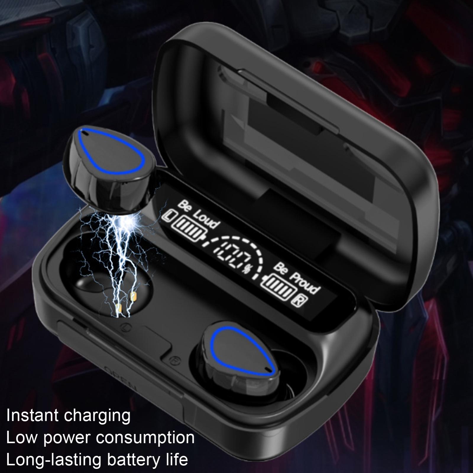 Mini Bluetooth Headset with Charging Bin and Digital Display - Black 4