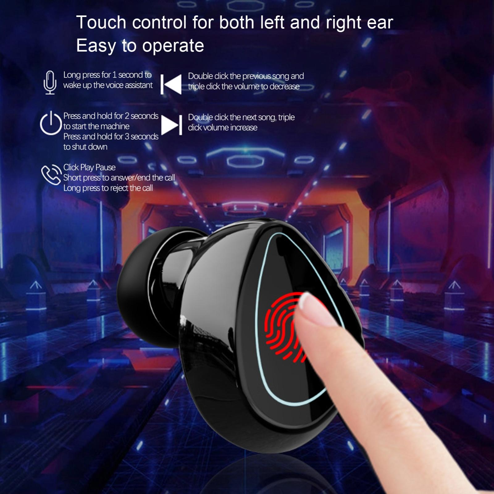 Mini Bluetooth Headset with Charging Bin and Digital Display - Black 6
