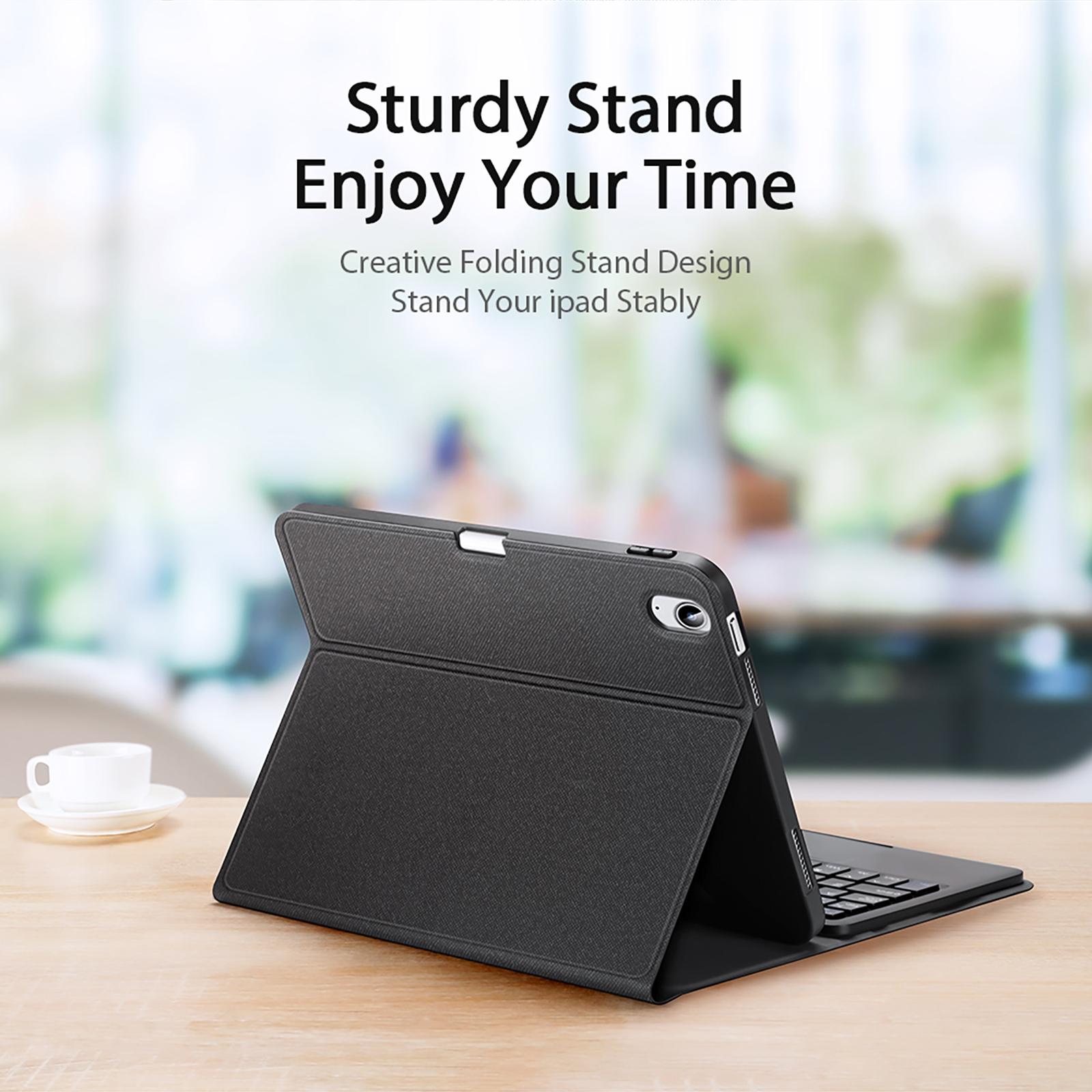 2022 Bluetooth Keyboard Leather Case For Ipad 10.9 With Touchpad & Smart Sleep - Black 4