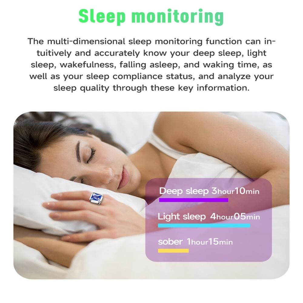 Smart Ring With Heart Rate Blood Oxygen Sleep And Remote Photography Support - Blue 9