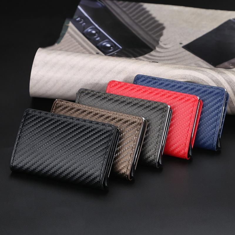 Rfid-protected Plaid Leather Wallet with Automatic Card Ejector - Red 10