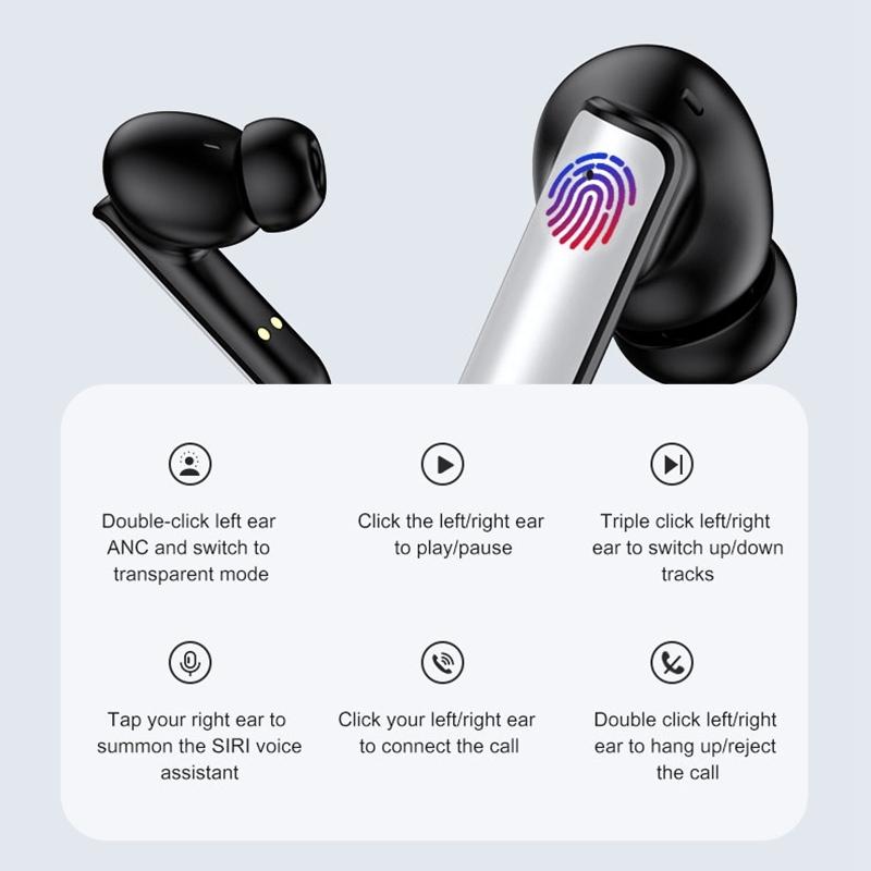 Wireless Anc Bluetooth Earphones - Active Noise Reduction - Black 9