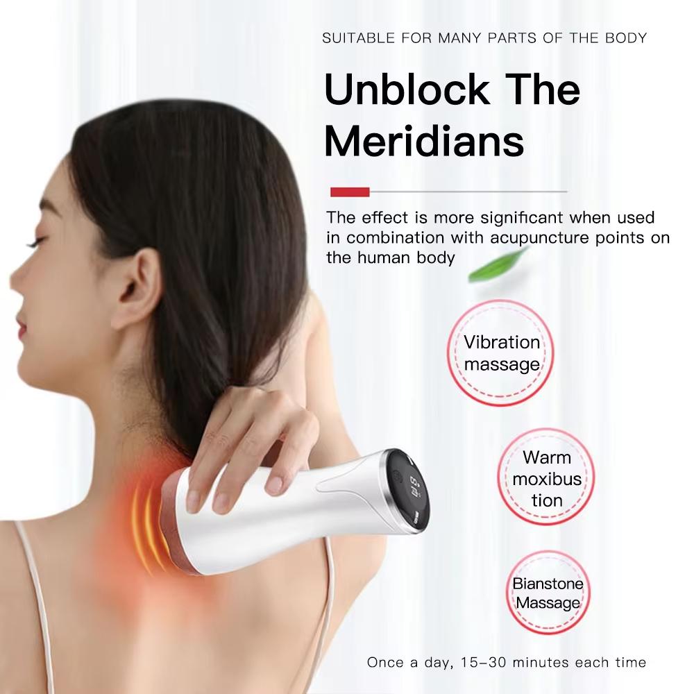 9-Speed Electric Hot Compress Massager For Whole Body Gua Sha - Red 3