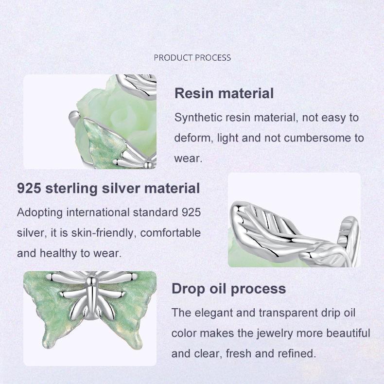 925 Sterling Silver Rose Butterfly Animal Beads 6