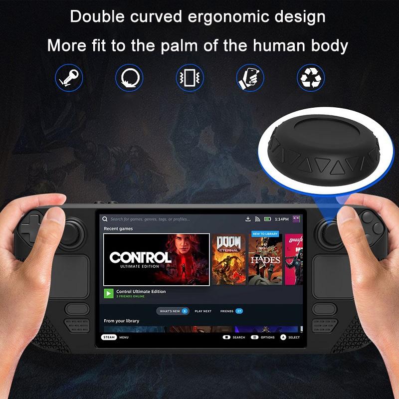 Steam Deck Silicone Cover with Button Caps - All-inclusive - Black 7