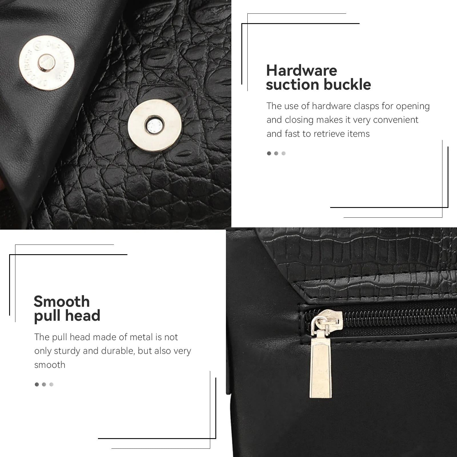 Water Repellent Vertical Leather Shoulder Bag For Men - Black 7