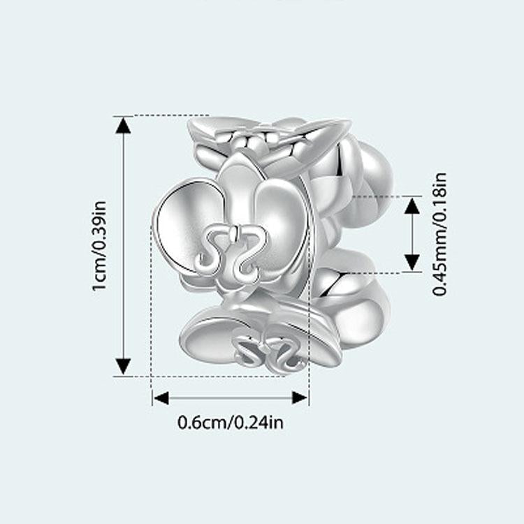 925 Sterling Silver Platinum Butterfly Orchid Flower Beads 3