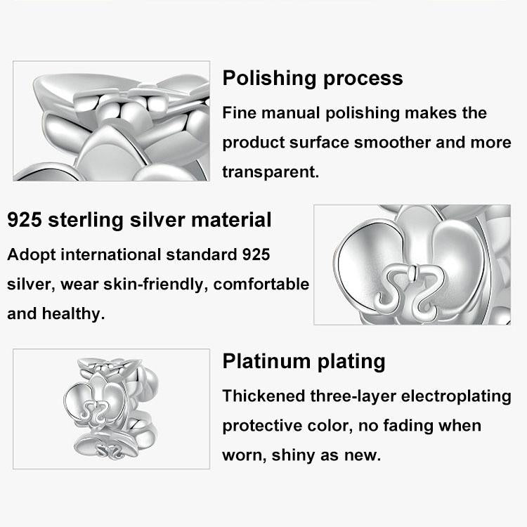 925 Sterling Silver Platinum Butterfly Orchid Flower Beads 4