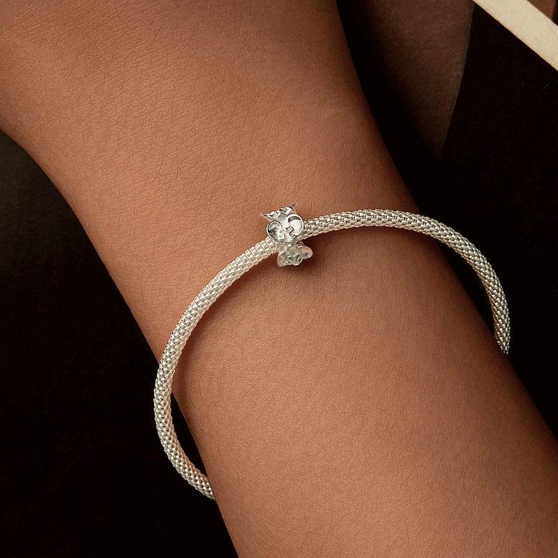 925 Sterling Silver Platinum Butterfly Orchid Flower Beads 7
