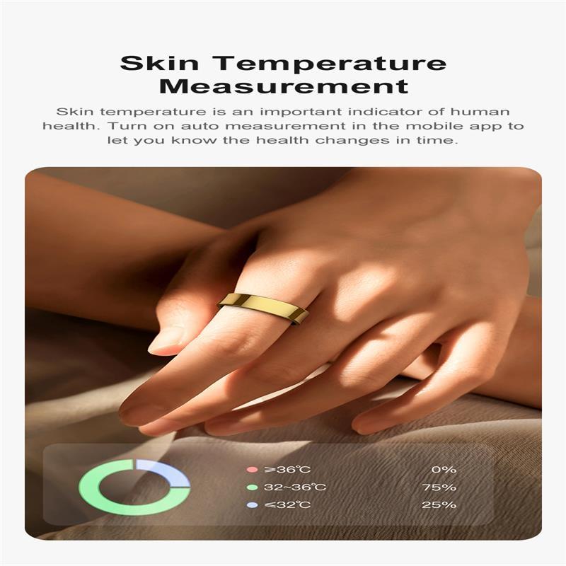 Smart Ring With Heart Rate Blood Oxygen Sleep Monitoring & Sports Modes - Size 8 - Black 6