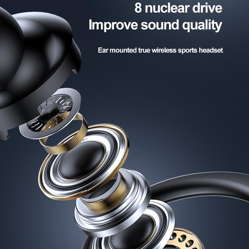 Wireless Hanging Ear Sports Earphone with True Sound - Black 4