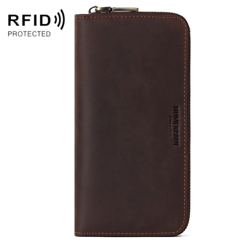 Men Retro Long Wallet with Rfid Protection