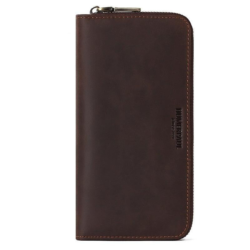 Men Retro Long Wallet with Rfid Protection