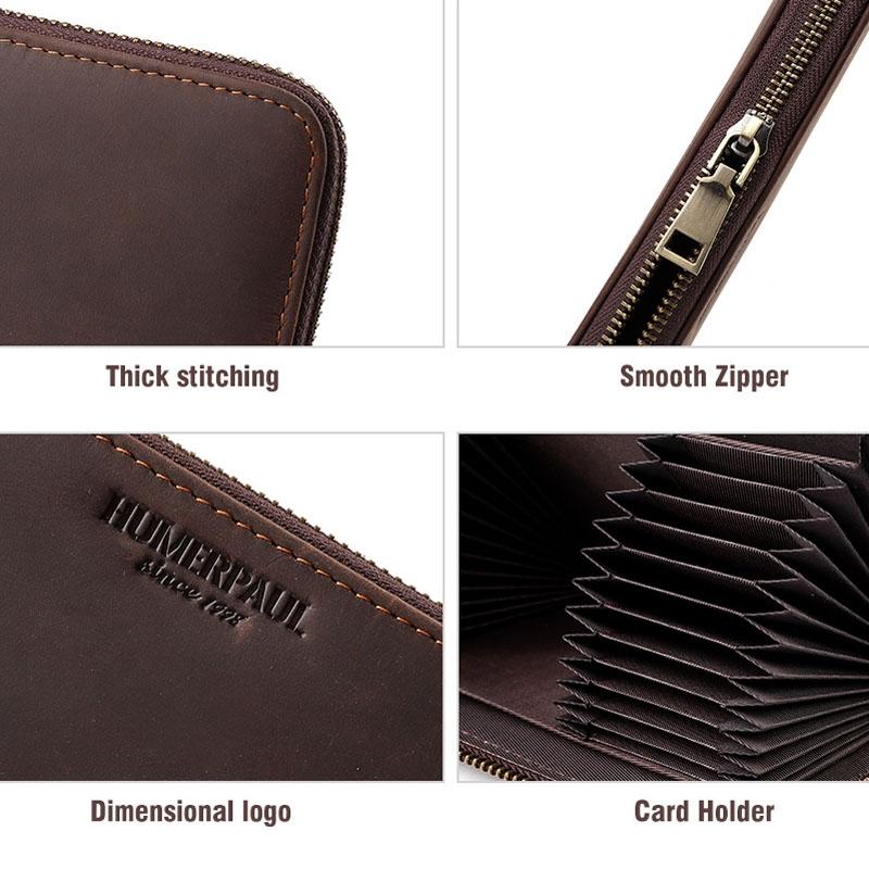 Men Retro Long Wallet with Rfid Protection 6