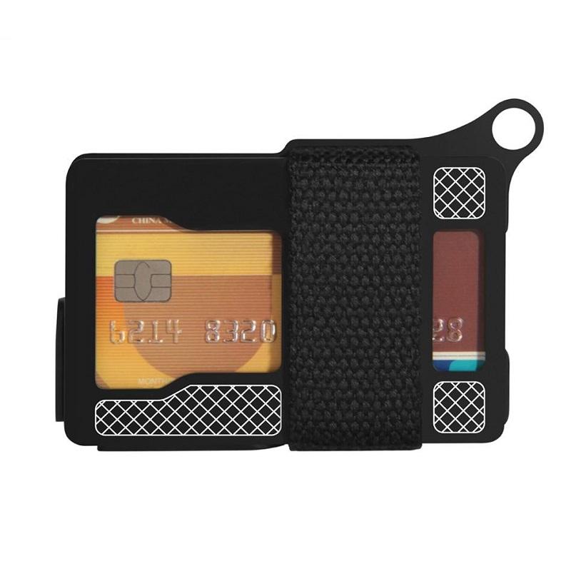 Metal Fabric Card Holder For Men Black