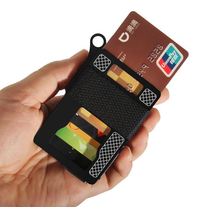 Metal Fabric Card Holder For Men Black 6