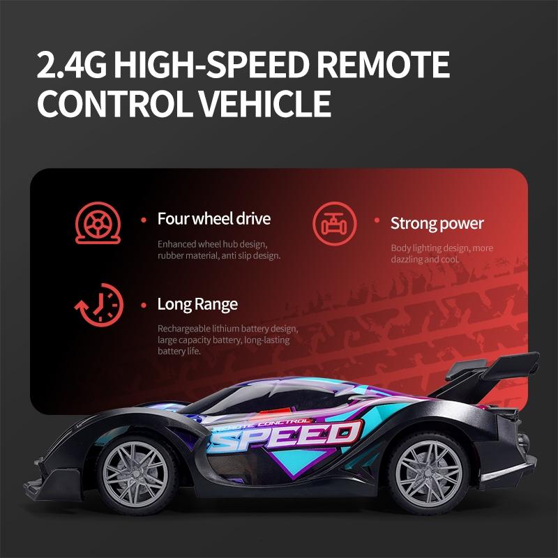 Remote Control Racing Car with Colourful Lights 4wd - Blue 6