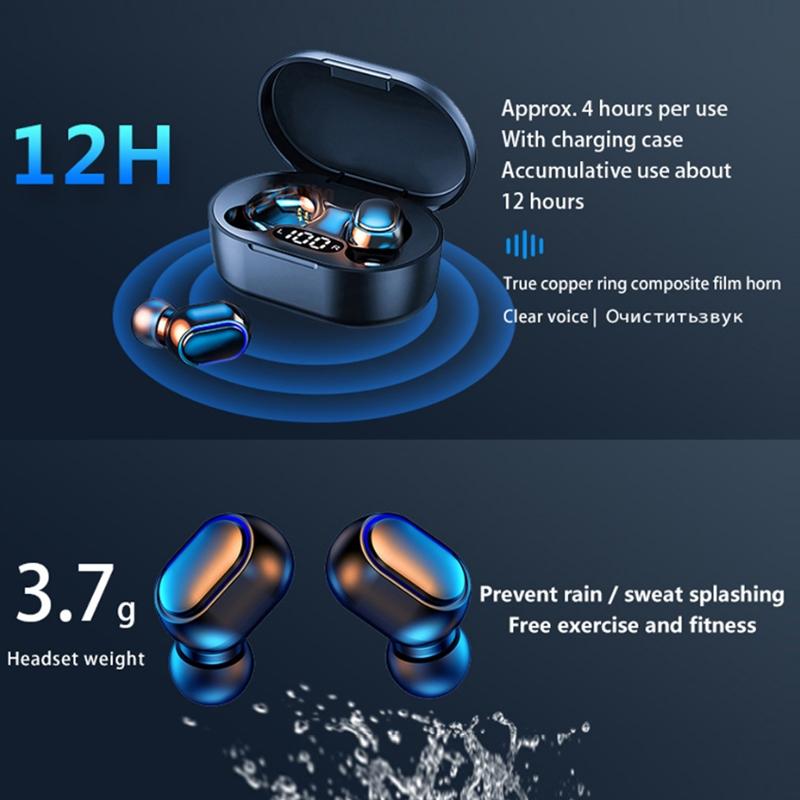 Waterproof Tws Bluetooth 5.0 In-ear Headphones for Sports - Black 6
