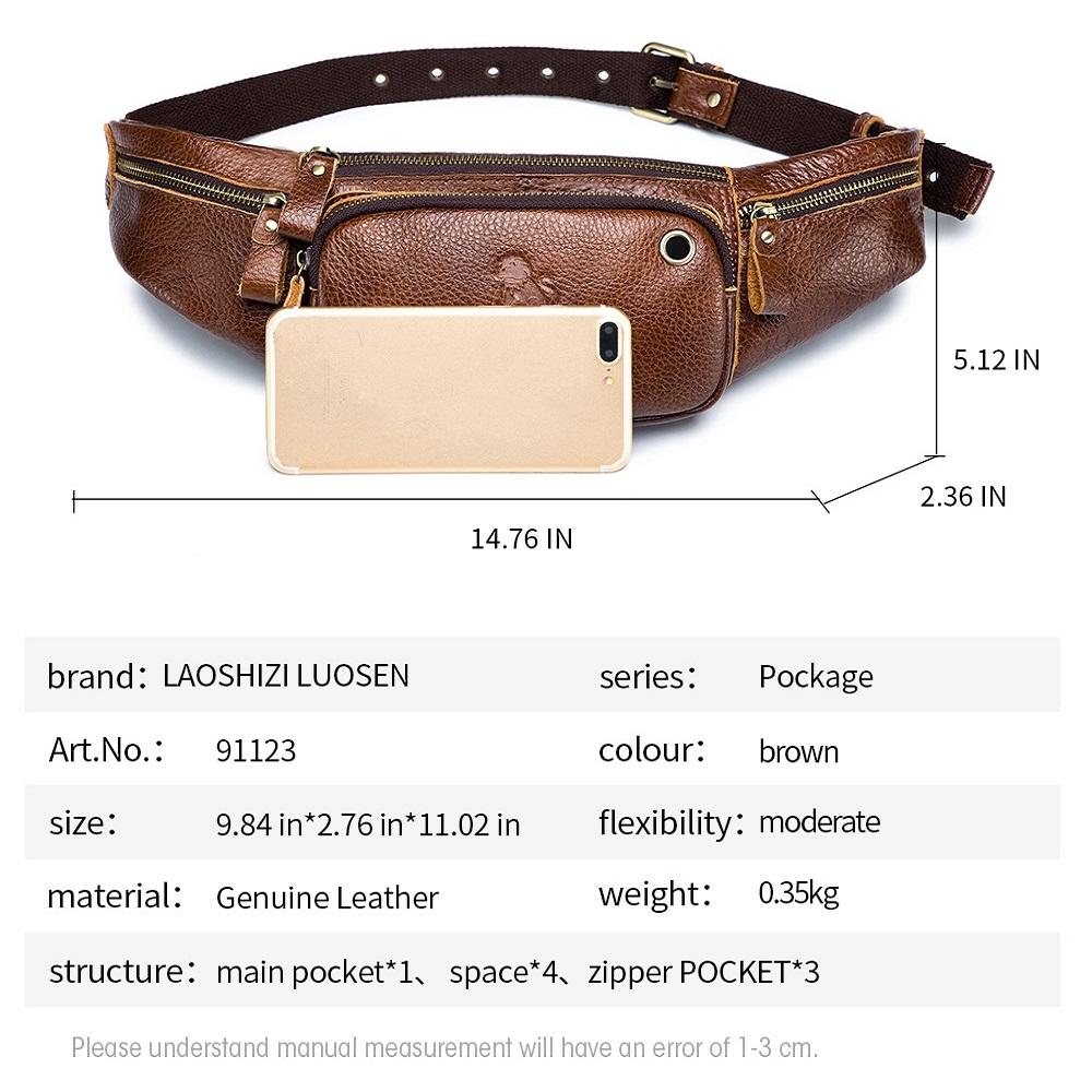 Vintage Leather Waist Bag For Men - Black 4