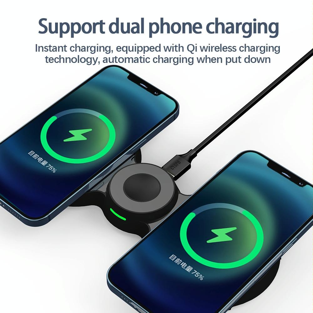 15W 3 In 1 Magnetic Wireless Charger For Phones Watch & Airpods - Black 7