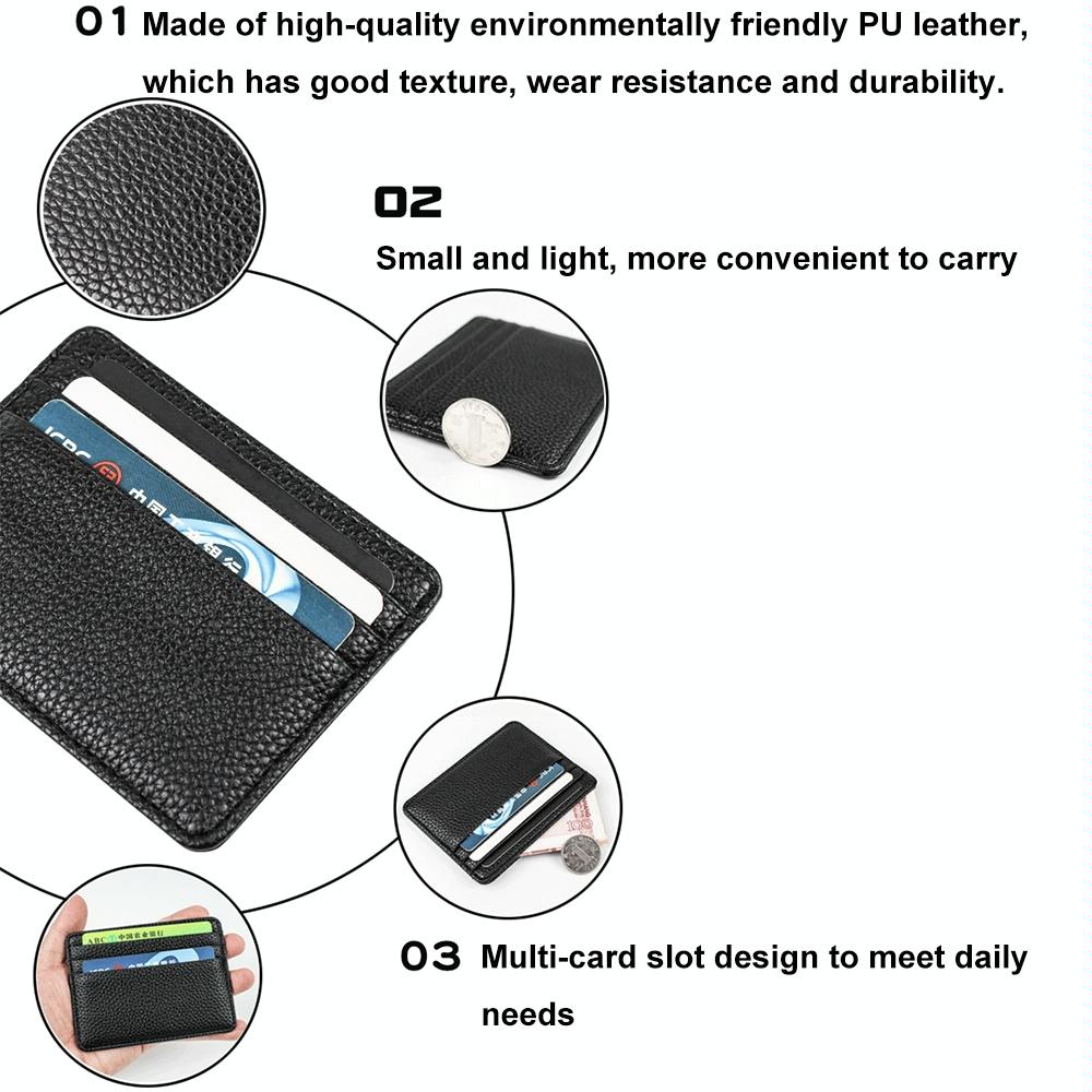 Lychee Pattern Mini Card Holder Multi Card Slots Ultra Thin Coin Purse - Blue 6