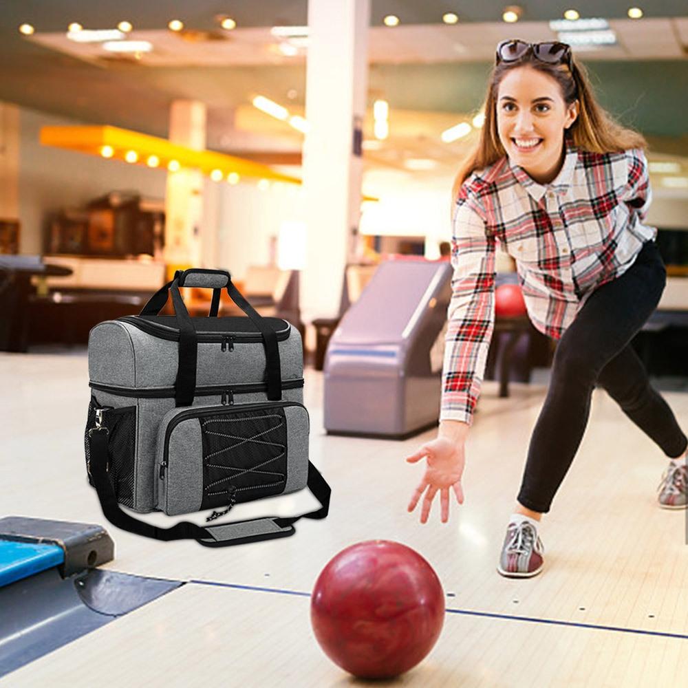 Portable Bowling Tote Bag Grey Sneaker Backpack 7