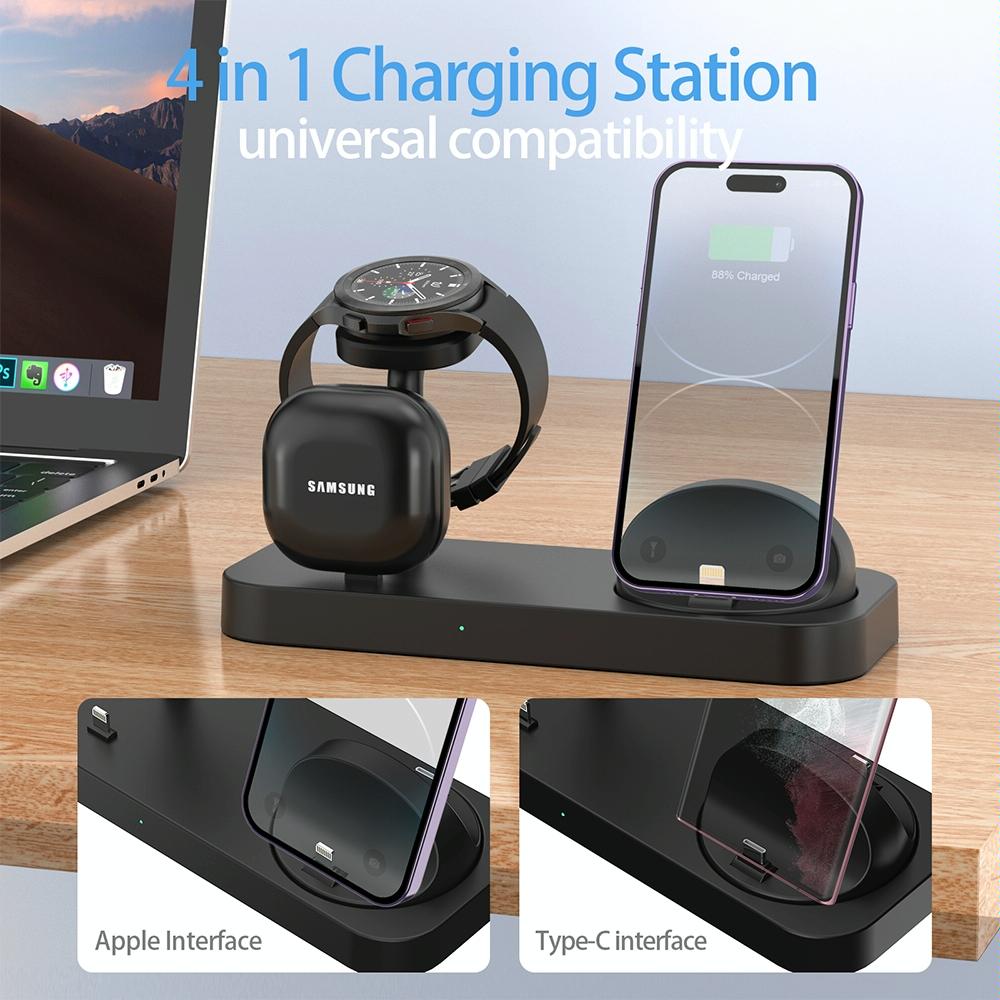 4 In 1 Type C Charging Stand For Samsung Watch And Galaxy Buds - White 9