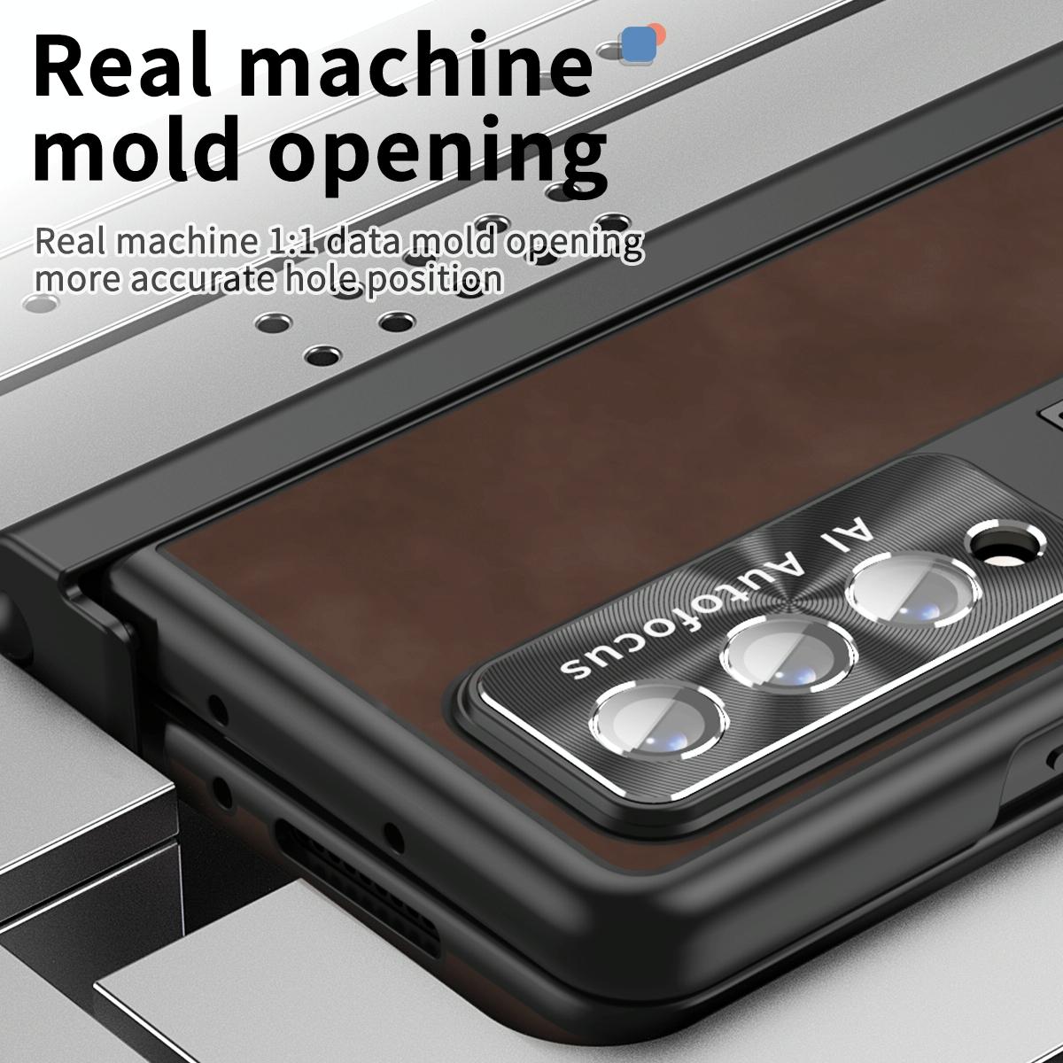 For Samsung Galaxy Z Fold4 5G Magnetic Phone Case - Napa Pattern - White 4