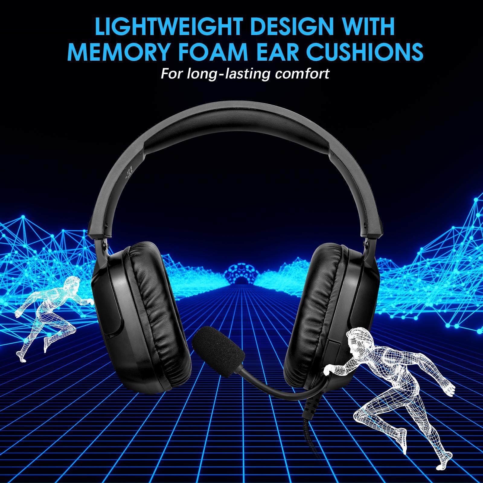 Lightweight Memory Foam Headset With Mic 2M Length Black 3