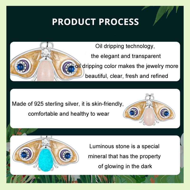 925 Sterling Silver Platinum Plated Luminous Butterfly Silicone Diy Beads 6
