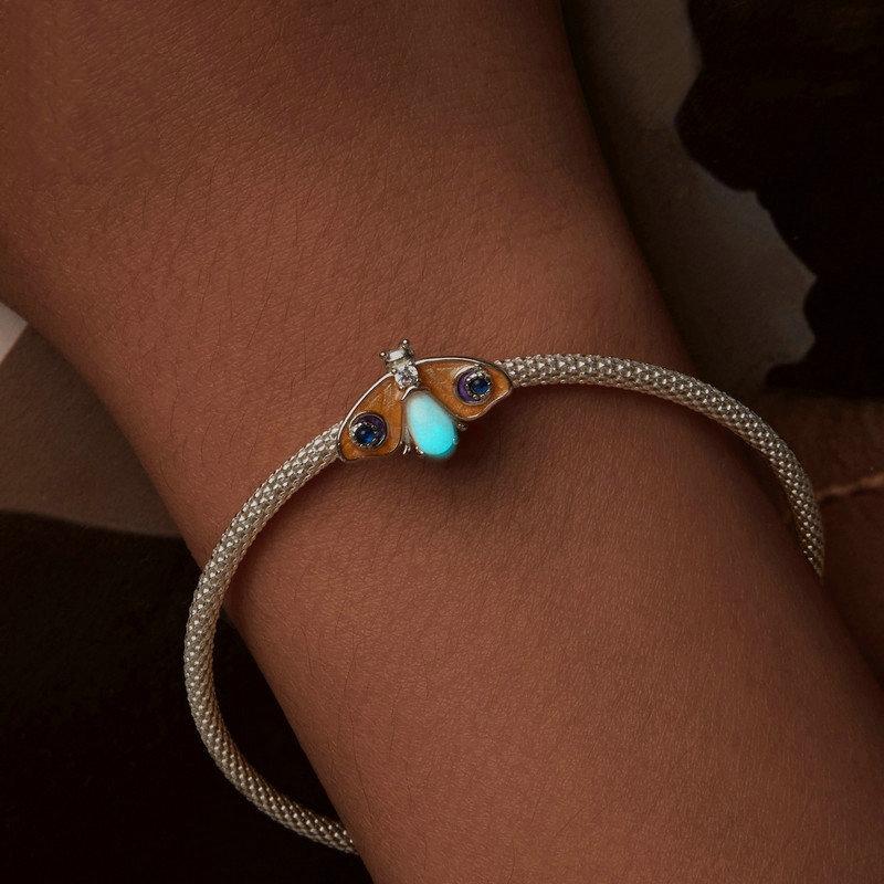 925 Sterling Silver Platinum Plated Luminous Butterfly Silicone Diy Beads 7
