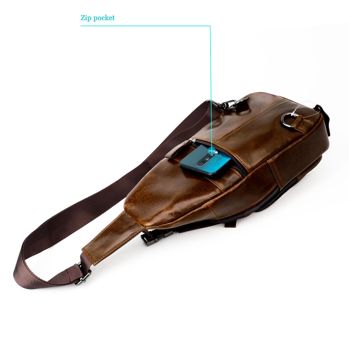 Retro Leather Chest Bag For Men - Coffee 8