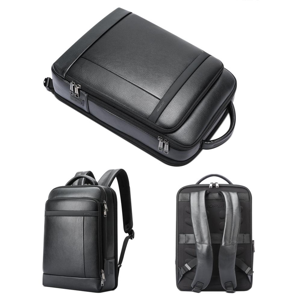 Large-capacity Business Laptop Backpack with Usb & Type-c Port - Black First-layer Cowhide 3