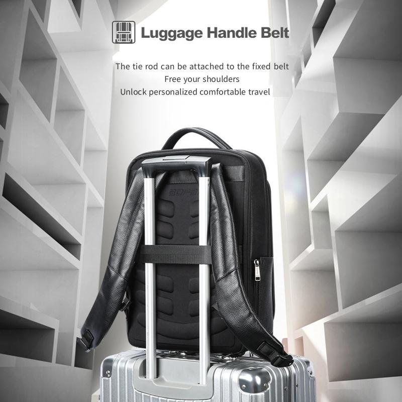 Large-capacity Business Laptop Backpack with Usb & Type-c Port - Black First-layer Cowhide 11