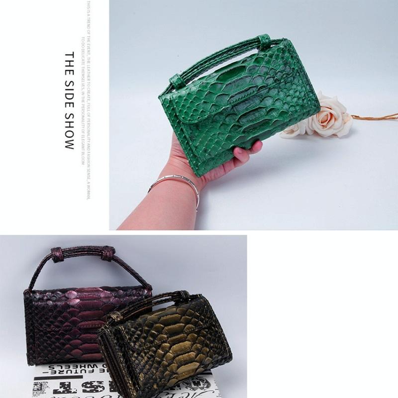 Chain Crossbody Bag with Snake Texture Print - 10 Blue 8