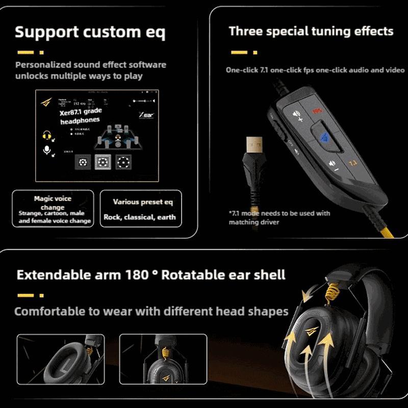 7.1 Gaming Headset For Pc And Mobile Black 6